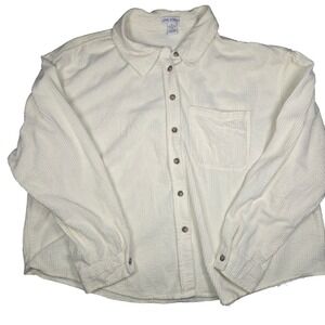 Love Streak Womens XL Cream White Corduroy Button Down Shirt Long Sleeve Shacket